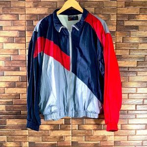 Mens Vintage 90’s Voit Equipment Windbreaker Jacket gray/red/blue Large